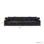 160.6 Modernes Leinwand-Polstersofa, mehrere Kissen, Sektionssofa