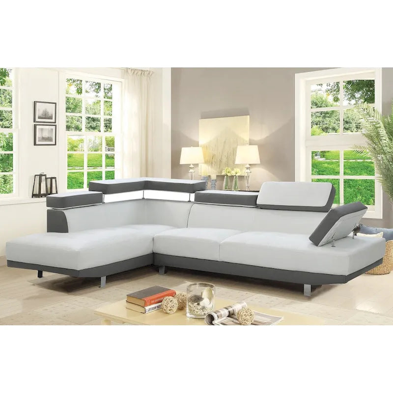 Riveredge 109 Zoll B 2-teiliges L-förmiges Sektionssofa aus Kunstleder – 76L x 109B x 28H