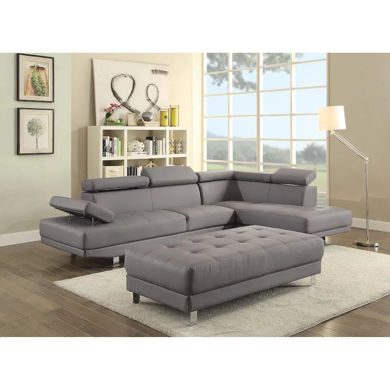Riveredge 109 Zoll B 2-teiliges L-förmiges Sektionssofa aus Kunstleder – 76L x 109B x 28H