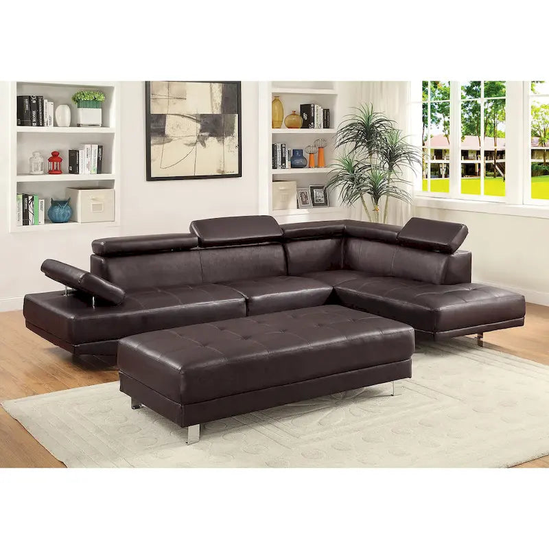 Riveredge 109 Zoll B 2-teiliges L-förmiges Sektionssofa aus Kunstleder – 76L x 109B x 28H