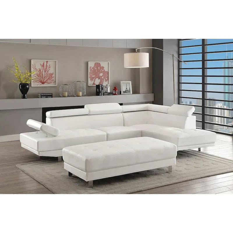 Riveredge 109 Zoll B 2-teiliges L-förmiges Sektionssofa aus Kunstleder – 76L x 109B x 28H
