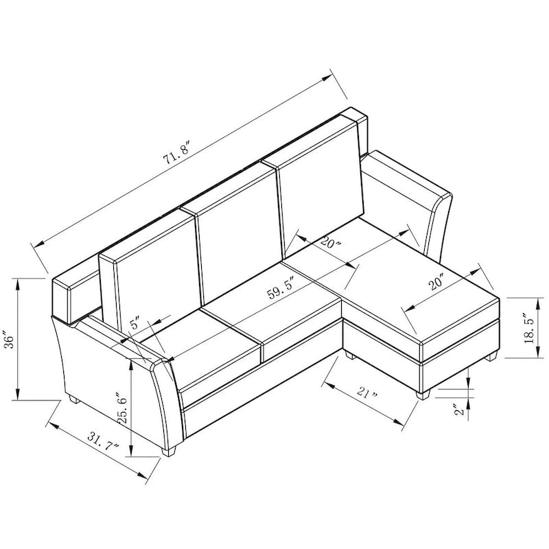Golt L-förmiges Ecksofa mit Kunstlederbezug von Furniture of America
