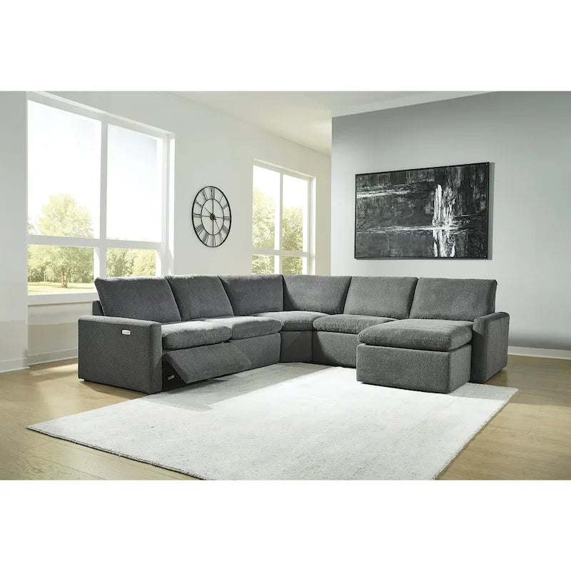 Signature Design by Ashley Hartsdale Grau 5-teiliges motorisiertes Relax-Sitzgruppe mit Recamiere