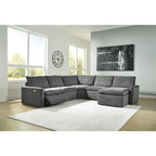 Signature Design by Ashley Hartsdale Grau 5-teiliges motorisiertes Relax-Sitzgruppe mit Recamiere