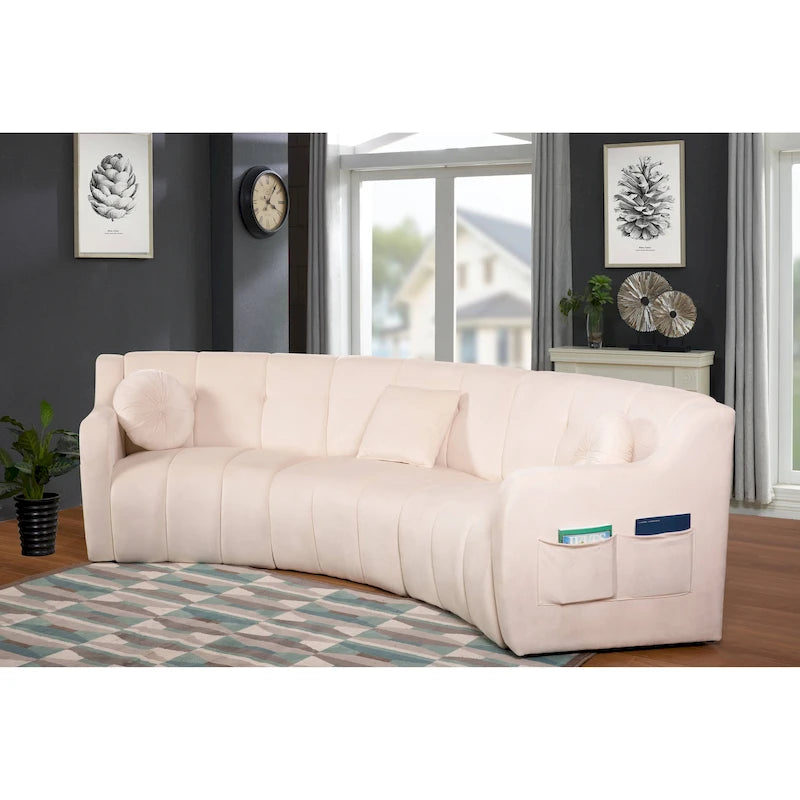Samt Geschwungenes Sofa 3 Sitzer Symmetrisches modulares, bein freies Sofa Ecksofa Runde Couches - 127
