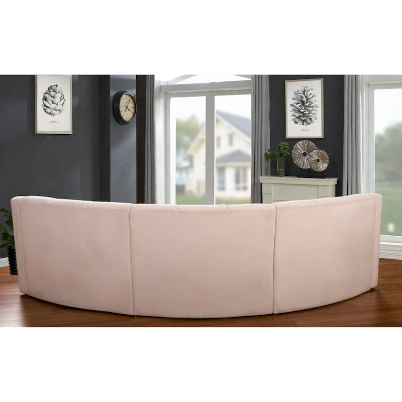 Samt Geschwungenes Sofa 3 Sitzer Symmetrisches modulares, bein freies Sofa Ecksofa Runde Couches - 127