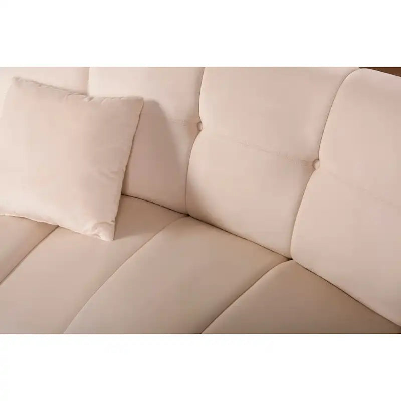 Samt Geschwungenes Sofa 3 Sitzer Symmetrisches modulares, bein freies Sofa Ecksofa Runde Couches - 127