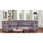 Samt Geschwungenes Sofa 3 Sitzer Symmetrisches modulares, bein freies Sofa Ecksofa Runde Couches - 127
