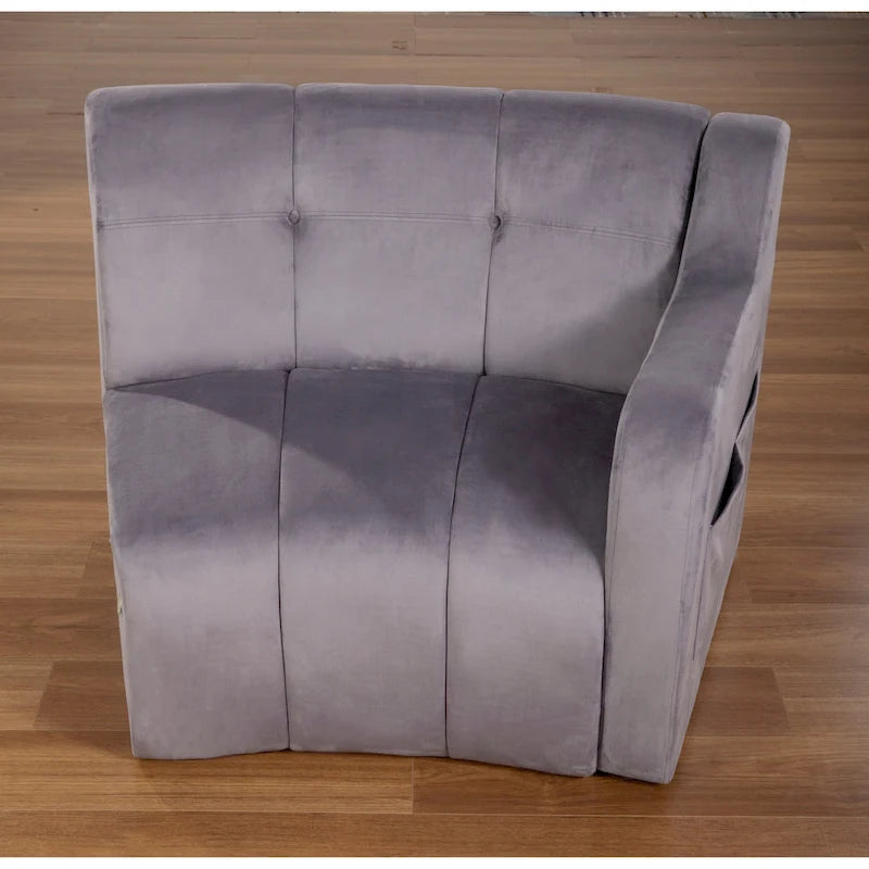 Samt Geschwungenes Sofa 3 Sitzer Symmetrisches modulares, bein freies Sofa Ecksofa Runde Couches - 127