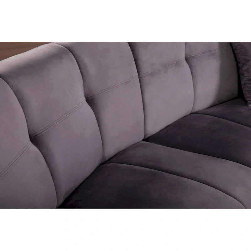 Samt Geschwungenes Sofa 3 Sitzer Symmetrisches modulares, bein freies Sofa Ecksofa Runde Couches - 127