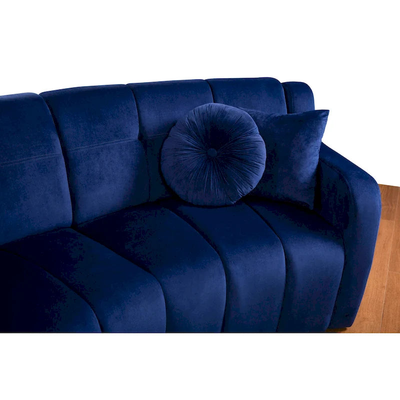 Samt Geschwungenes Sofa 3 Sitzer Symmetrisches modulares, bein freies Sofa Ecksofa Runde Couches - 127