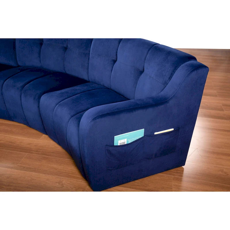 Samt Geschwungenes Sofa 3 Sitzer Symmetrisches modulares, bein freies Sofa Ecksofa Runde Couches - 127