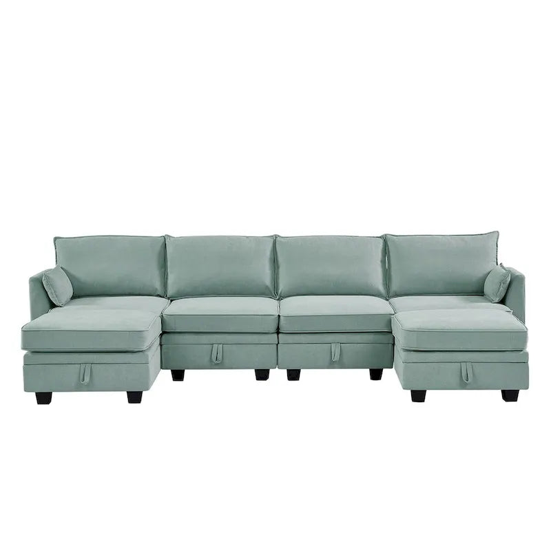 Merax U-förmiges, umwandelbares, modulares Sektions-Schlafsofa mit umkehrbarer Recamiere