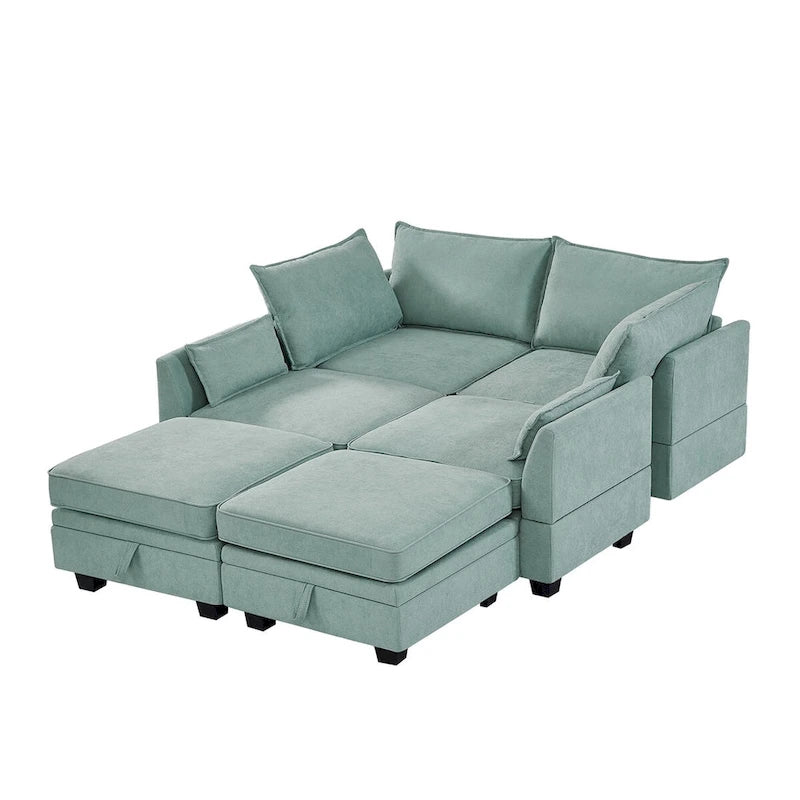 Merax U-förmiges, umwandelbares, modulares Sektions-Schlafsofa mit umkehrbarer Recamiere