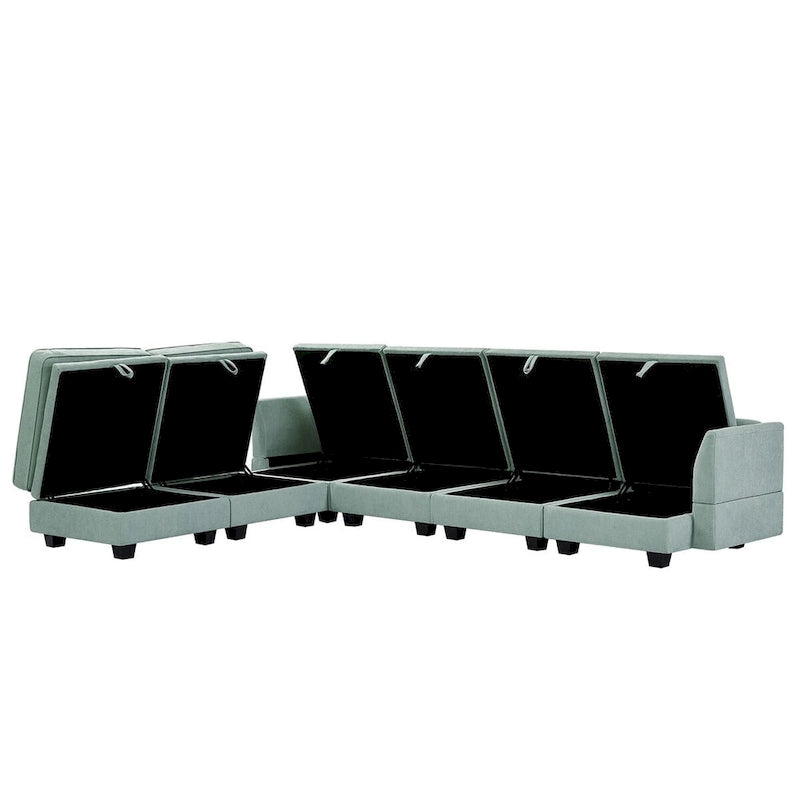 Merax U-förmiges, umwandelbares, modulares Sektions-Schlafsofa mit umkehrbarer Recamiere