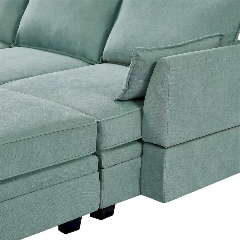 Merax U-förmiges, umwandelbares, modulares Sektions-Schlafsofa mit umkehrbarer Recamiere