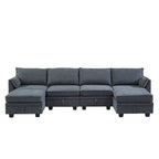 Merax U-förmiges, umwandelbares, modulares Sektions-Schlafsofa mit umkehrbarer Recamiere