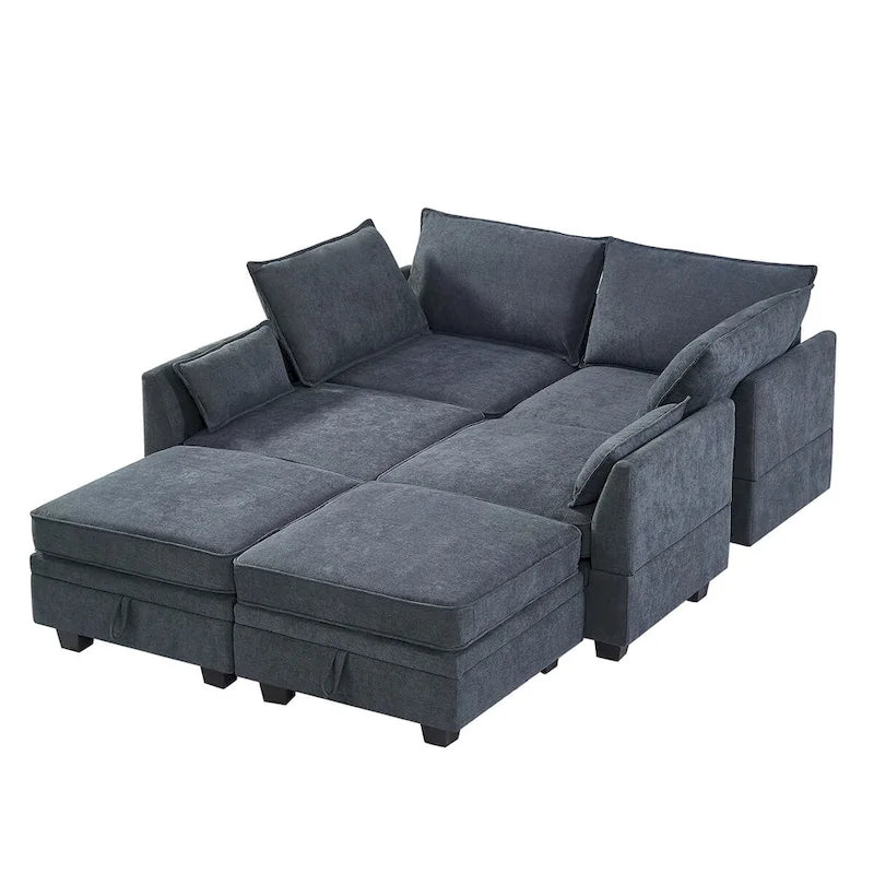 Merax U-förmiges, umwandelbares, modulares Sektions-Schlafsofa mit umkehrbarer Recamiere