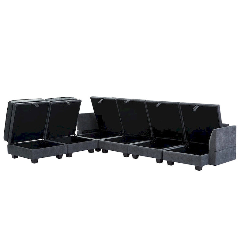 Merax U-förmiges, umwandelbares, modulares Sektions-Schlafsofa mit umkehrbarer Recamiere