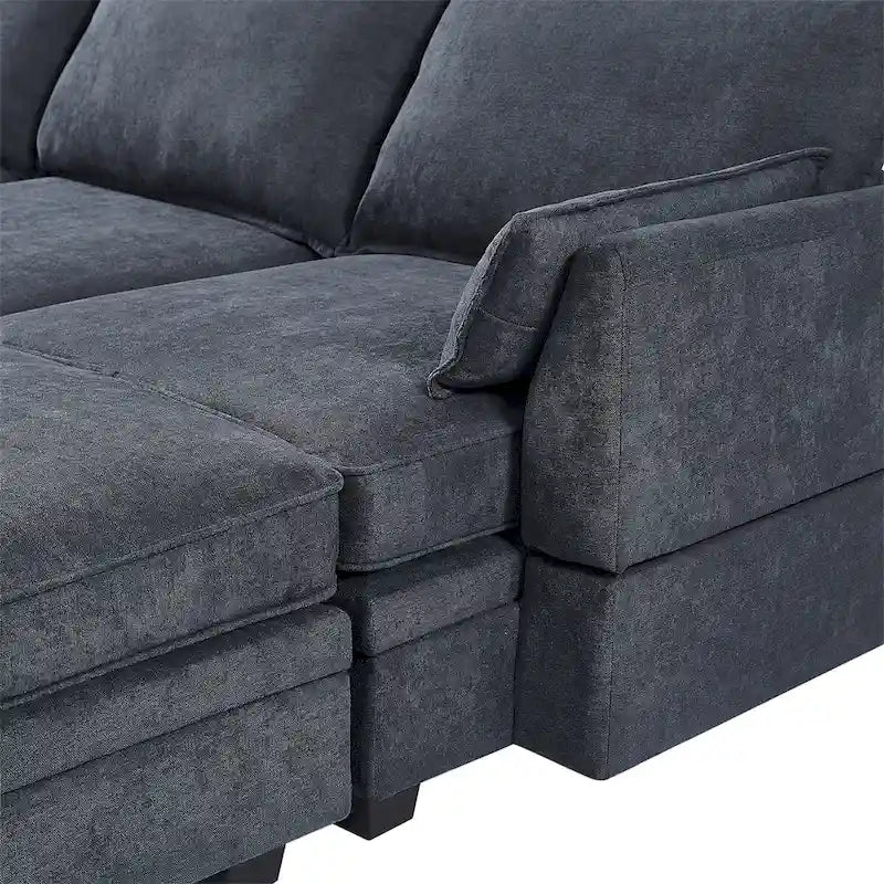 Merax U-förmiges, umwandelbares, modulares Sektions-Schlafsofa mit umkehrbarer Recamiere