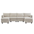 Merax U-förmiges, umwandelbares, modulares Sektions-Schlafsofa mit umkehrbarer Recamiere