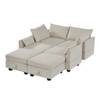 Merax U-förmiges, umwandelbares, modulares Sektions-Schlafsofa mit umkehrbarer Recamiere