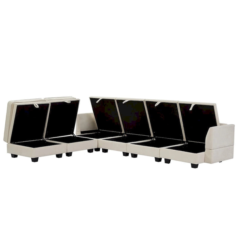 Merax U-förmiges, umwandelbares, modulares Sektions-Schlafsofa mit umkehrbarer Recamiere