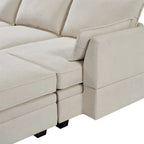 Merax U-förmiges, umwandelbares, modulares Sektions-Schlafsofa mit umkehrbarer Recamiere