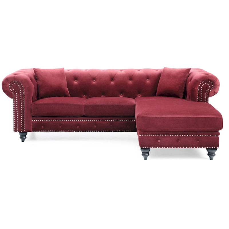 Nola 98 Zoll 3-Sitzer Samtsofa mit 2 Kissen - 98L x 37B x 31H