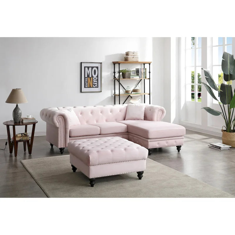 Nola 98 Zoll 3-Sitzer Samtsofa mit 2 Kissen - 98L x 37B x 31H