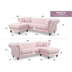 Nola 98 Zoll 3-Sitzer Samtsofa mit 2 Kissen - 98L x 37B x 31H