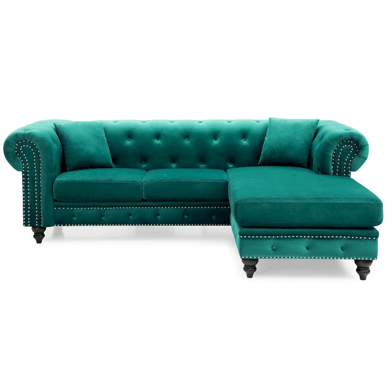 Nola 98 Zoll 3-Sitzer Samtsofa mit 2 Kissen - 98L x 37B x 31H