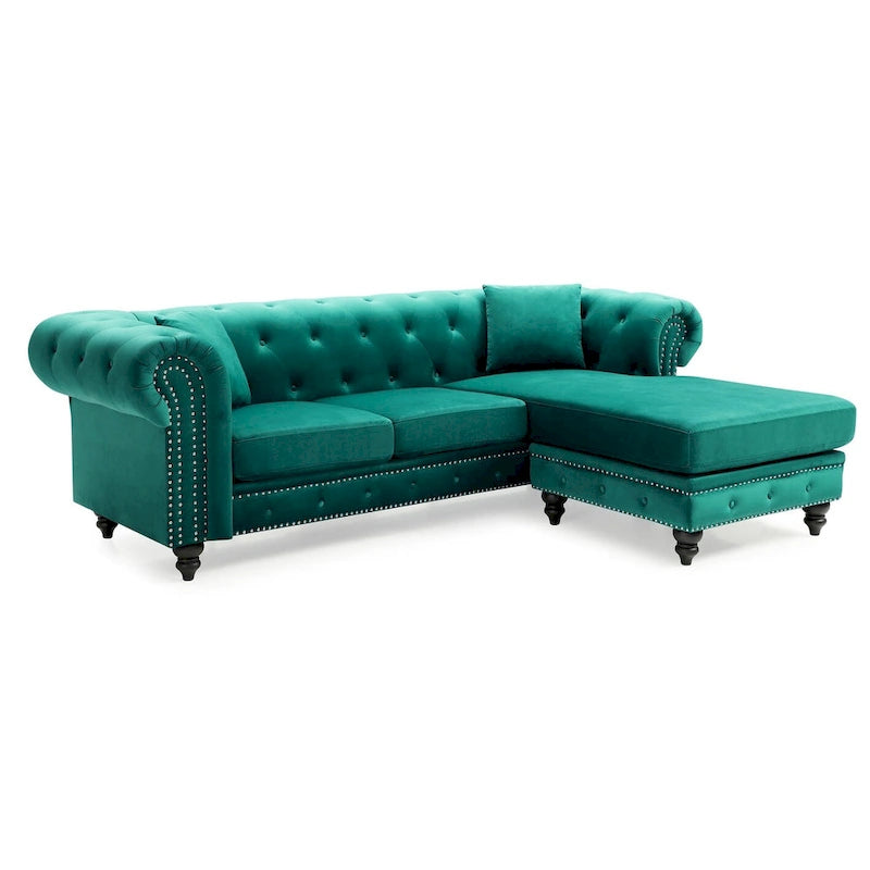 Nola 98 Zoll 3-Sitzer Samtsofa mit 2 Kissen - 98L x 37B x 31H