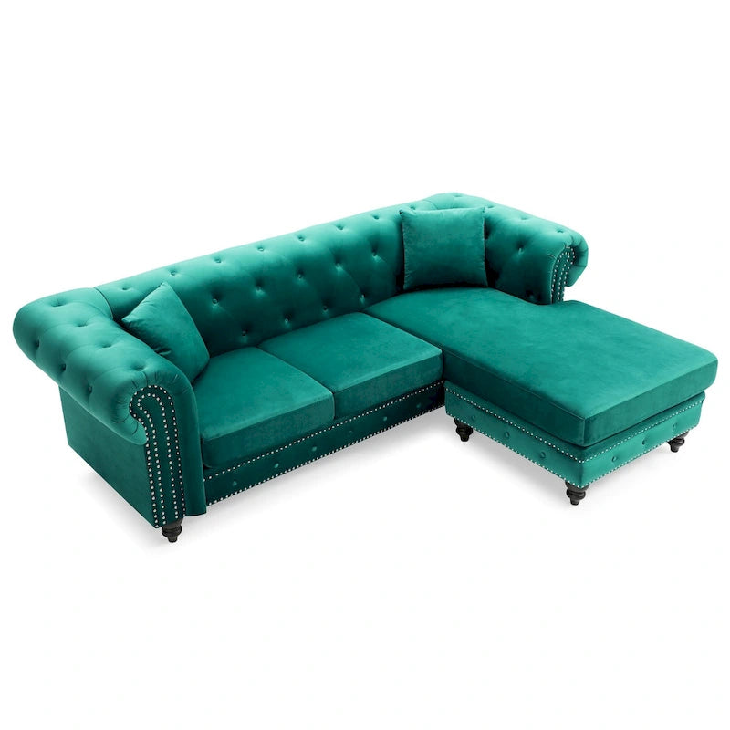 Nola 98 Zoll 3-Sitzer Samtsofa mit 2 Kissen - 98L x 37B x 31H