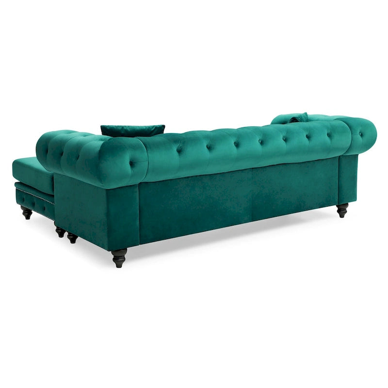 Nola 98 Zoll 3-Sitzer Samtsofa mit 2 Kissen - 98L x 37B x 31H
