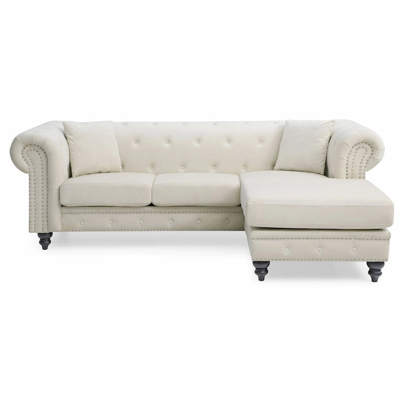 Nola 98 Zoll 3-Sitzer Samtsofa mit 2 Kissen - 98L x 37B x 31H