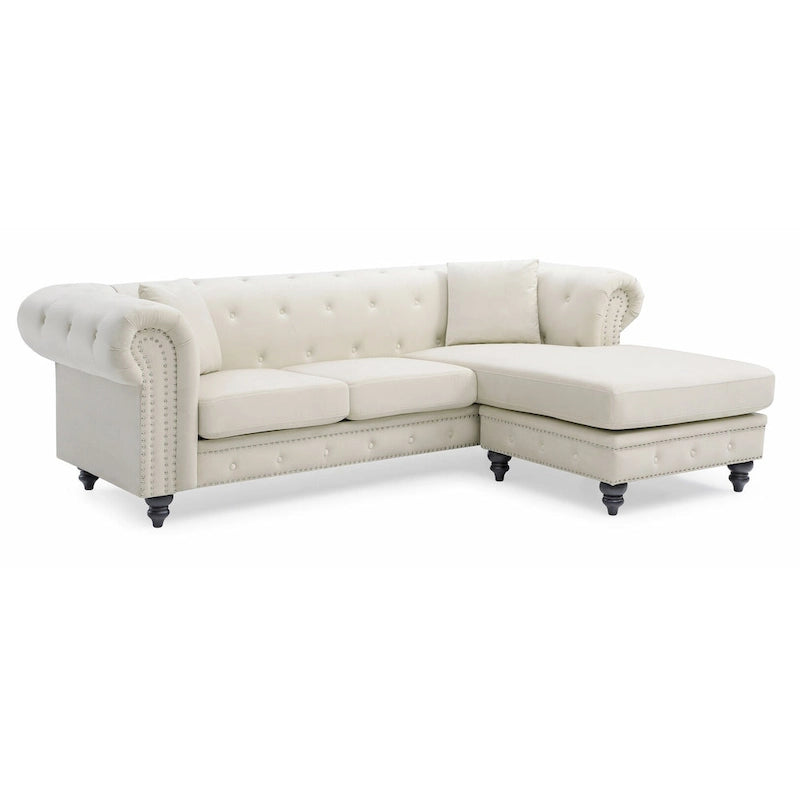 Nola 98 Zoll 3-Sitzer Samtsofa mit 2 Kissen - 98L x 37B x 31H