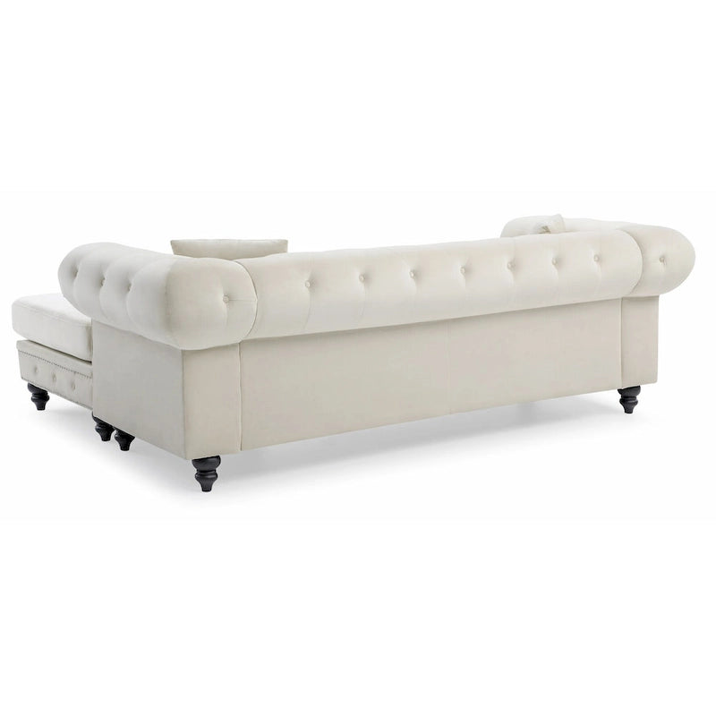 Nola 98 Zoll 3-Sitzer Samtsofa mit 2 Kissen - 98L x 37B x 31H