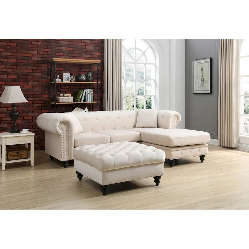 Nola 98 Zoll 3-Sitzer Samtsofa mit 2 Kissen - 98L x 37B x 31H