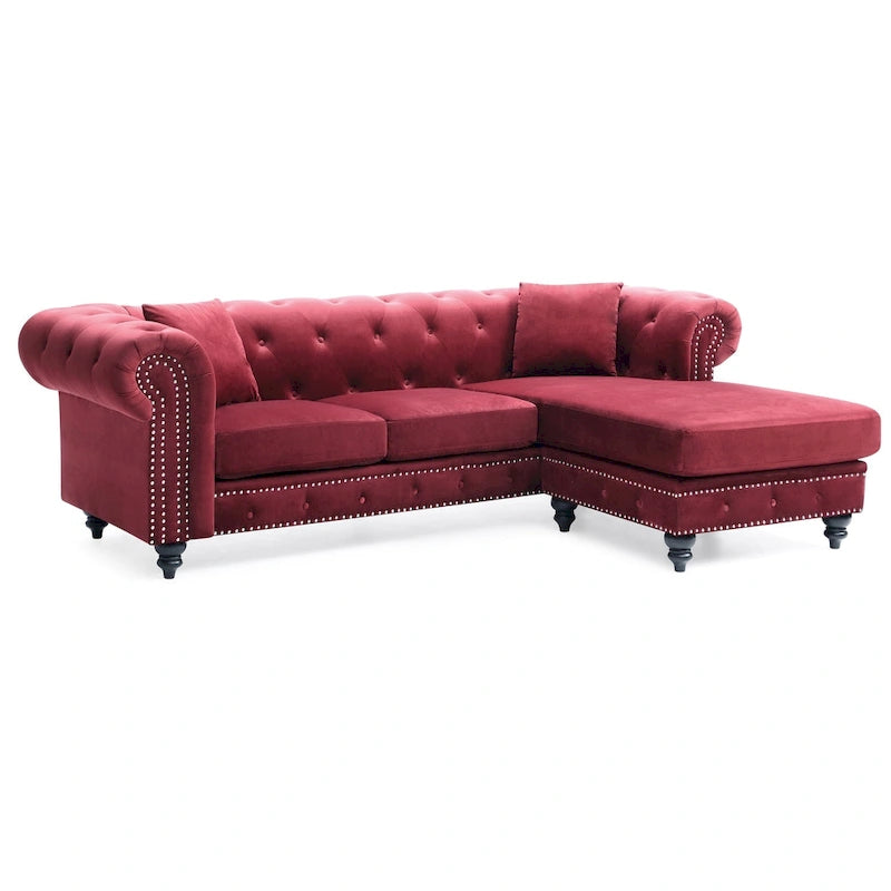 Nola 98 Zoll 3-Sitzer Samtsofa mit 2 Kissen - 98L x 37B x 31H