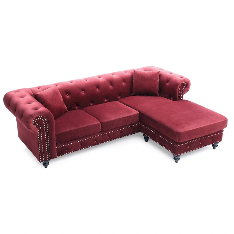 Nola 98 Zoll 3-Sitzer Samtsofa mit 2 Kissen - 98L x 37B x 31H