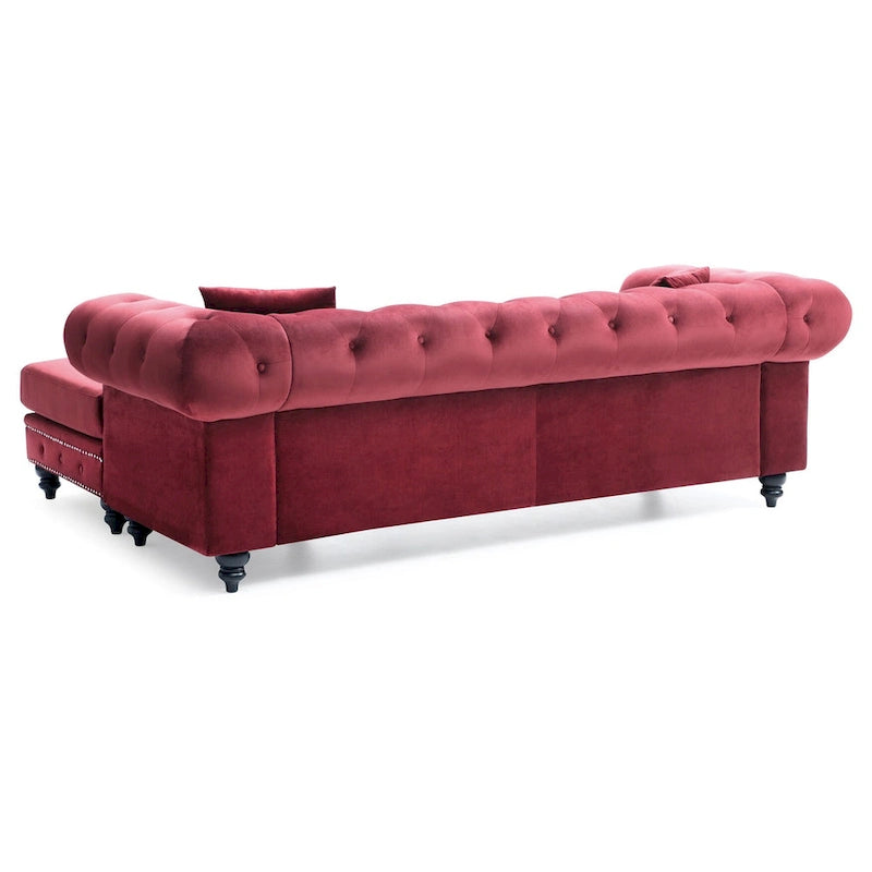 Nola 98 Zoll 3-Sitzer Samtsofa mit 2 Kissen - 98L x 37B x 31H