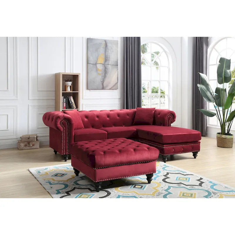 Nola 98 Zoll 3-Sitzer Samtsofa mit 2 Kissen - 98L x 37B x 31H