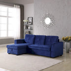 231-cm-Sofa mit Samtbezug, wendbar, umbaubar, mit Stauraum und Schlaffunktion