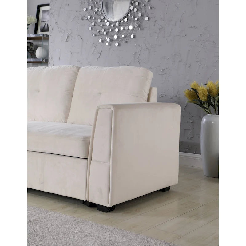 231-cm-Sofa mit Samtbezug, wendbar, umbaubar, mit Stauraum und Schlaffunktion