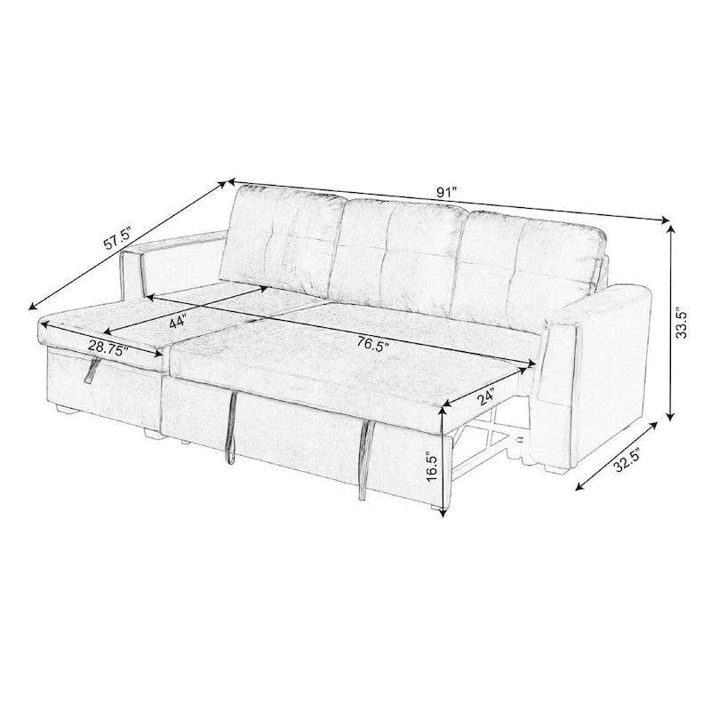 231-cm-Sofa mit Samtbezug, wendbar, umbaubar, mit Stauraum und Schlaffunktion