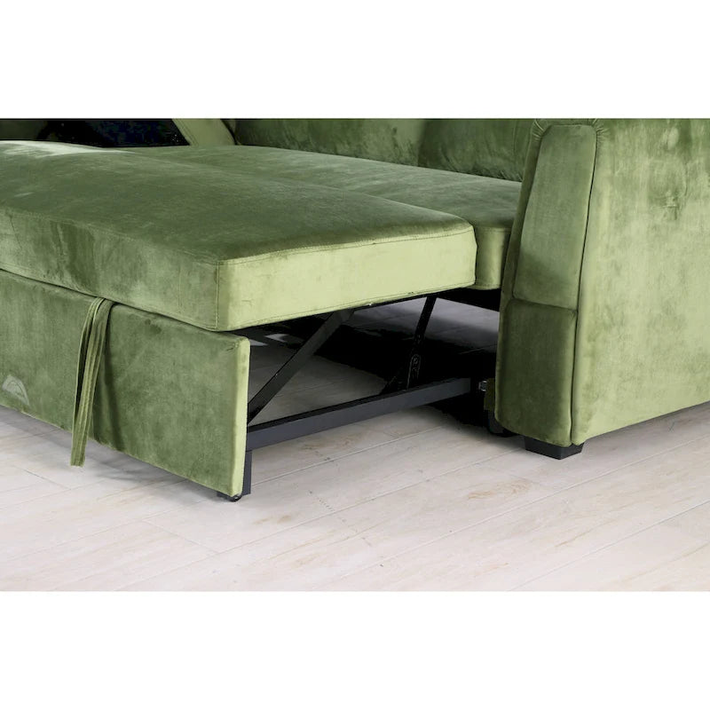 231-cm-Sofa mit Samtbezug, wendbar, umbaubar, mit Stauraum und Schlaffunktion