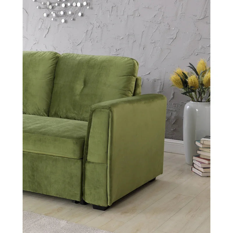 231-cm-Sofa mit Samtbezug, wendbar, umbaubar, mit Stauraum und Schlaffunktion