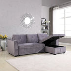 231-cm-Sofa mit Samtbezug, wendbar, umbaubar, mit Stauraum und Schlaffunktion