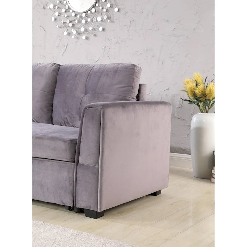 231-cm-Sofa mit Samtbezug, wendbar, umbaubar, mit Stauraum und Schlaffunktion